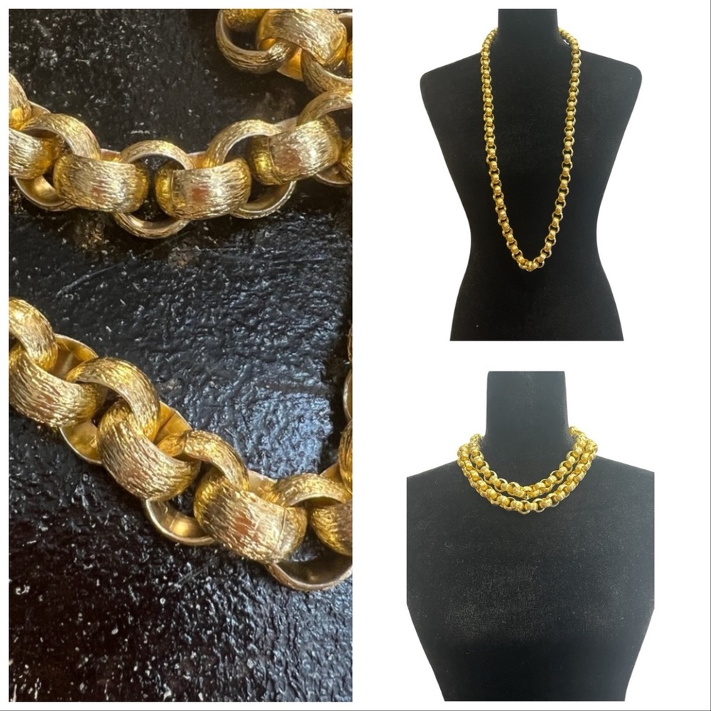 VINTAGE GOLD TONE chain link necklace 20”